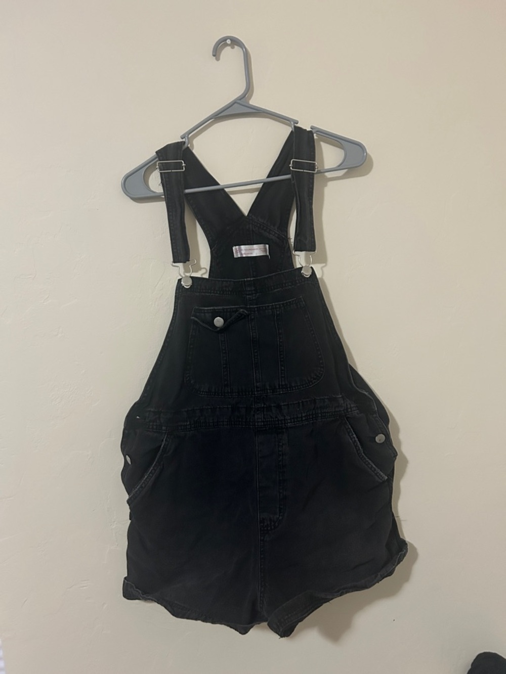 No Boundaries Black Denim Short Overalls